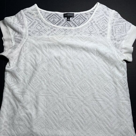 The Limited Women's Ivory Lace Overlay Short Sleeve Blouse Top Size S - Picture 2 of 8